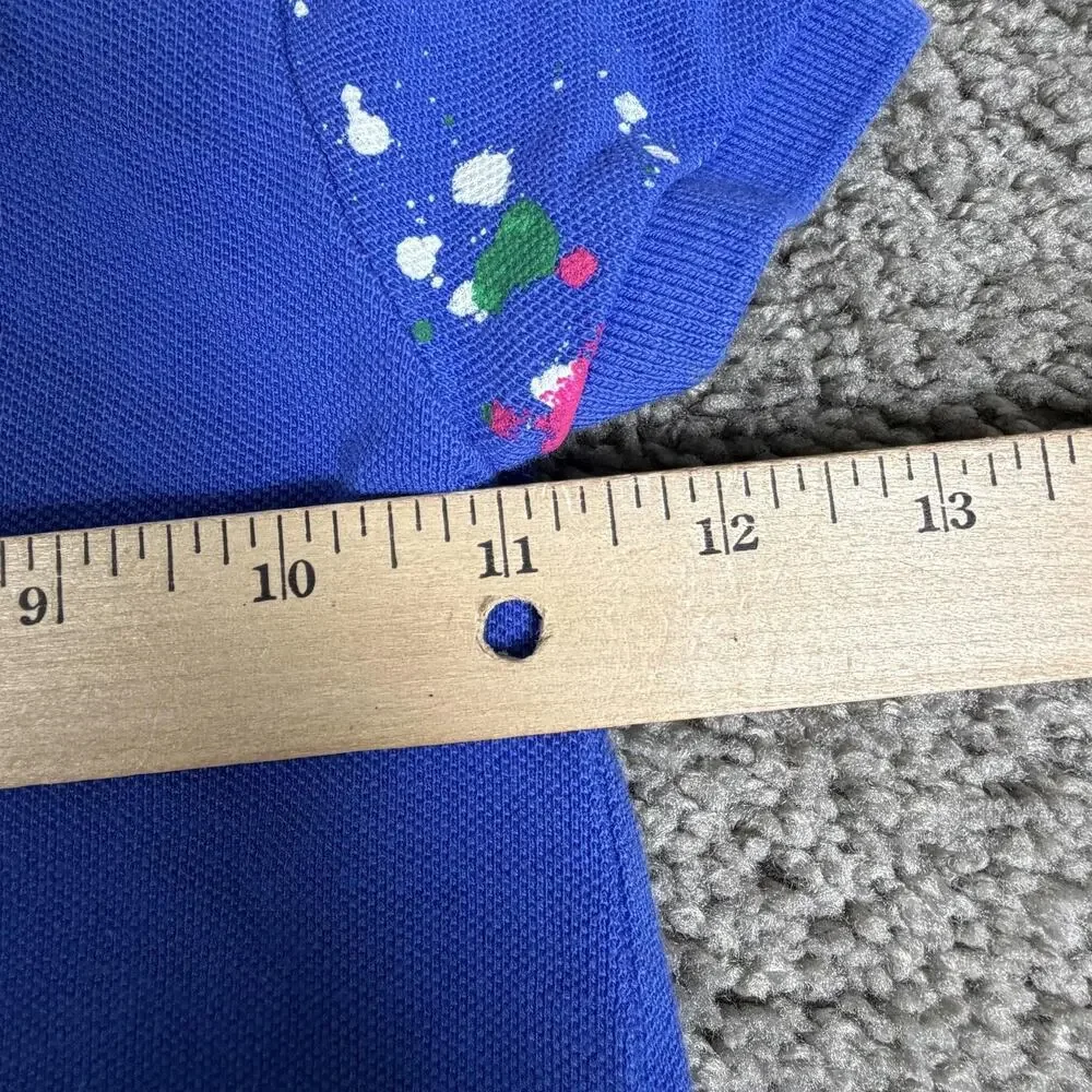 Ralph Lauren Romper Boys 24 Months Blue Red Polo One-Piece Paint Splatter